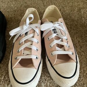 Nude Converse Canvas Sneakers with White Laces